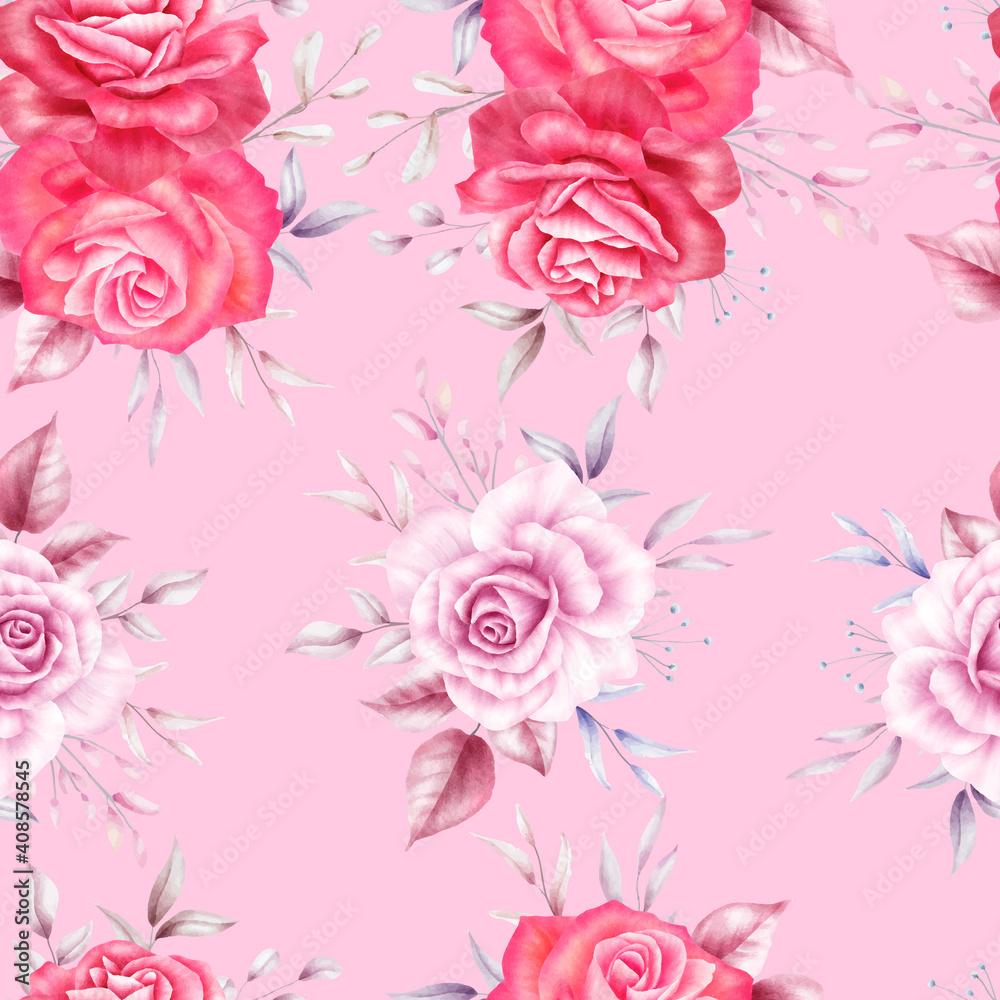 Beautiful rose flower seamless pattern