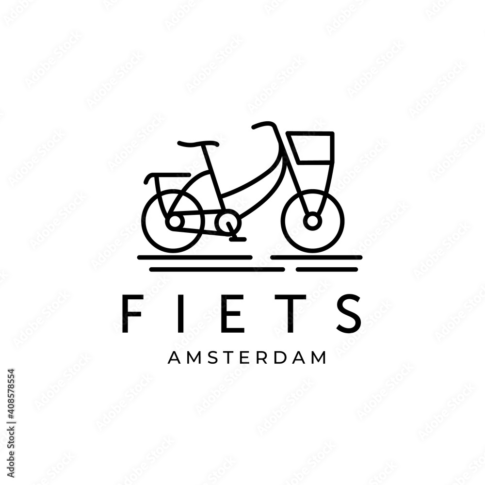 Fiets line art logo illustration design, bicycle line art logo Stock Vector | Adobe Stock