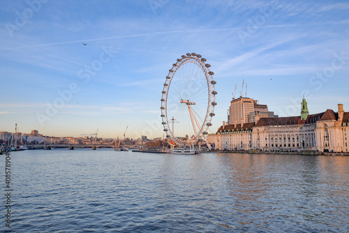 Beautiful shot of London Eye and River Thames London photo