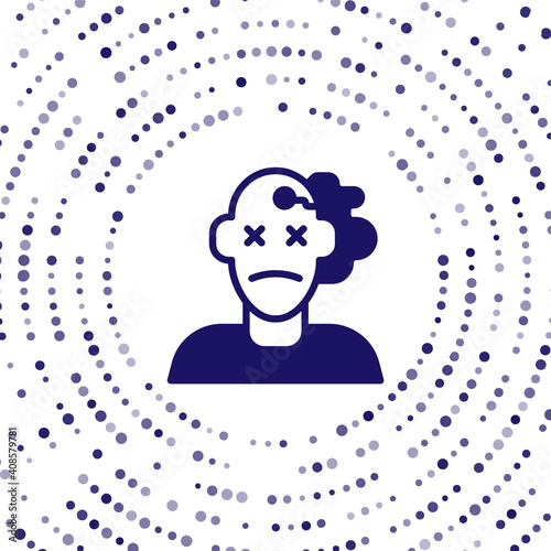 Blue Murder icon isolated on white background. Body, bleeding, corpse, bleeding icon. Concept of crime scene. Abstract circle random dots. Vector.