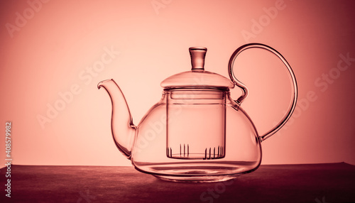 tea infuser glass for a skylight on a bright colored background