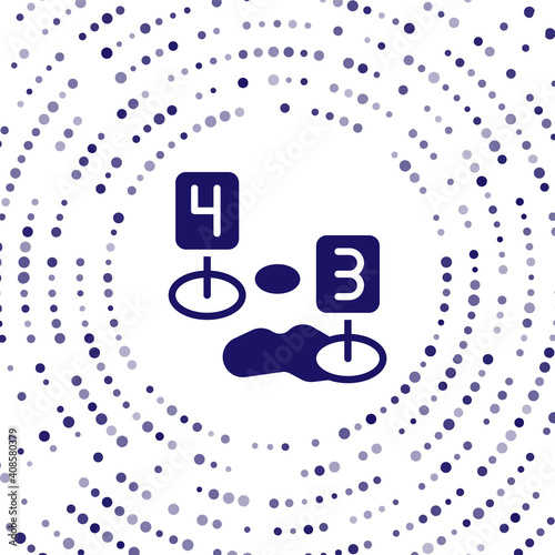 Blue Marker of crime scene icon isolated on white background. Abstract circle random dots. Vector.