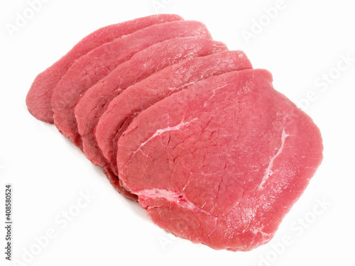 Raw Veal Meat Slices - Veal Schnitzel Isolated on white Background