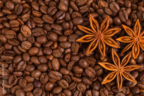 top view star anise coffee beans