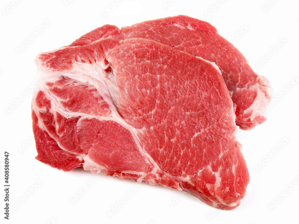 Pork Neck Steaks - Isolated on white Background