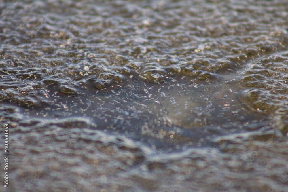 Macro shot of a hole in the frozen lake Macro shot of a hole in the frozen lake