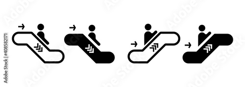 Escalator elevator icon set. Vector on isolated white background. EPS 10
