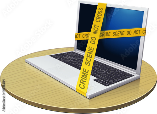 Crime scene on a laptop (cutout)