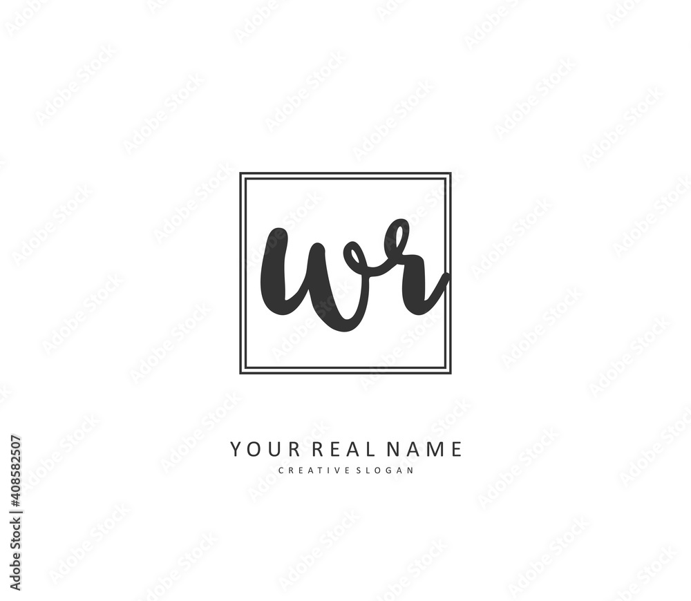 WR Initial letter handwriting and signature logo. A concept handwriting initial logo with template element. WR Initial letter handwriting and signature logo. A concept handwriting initial logo with template element.