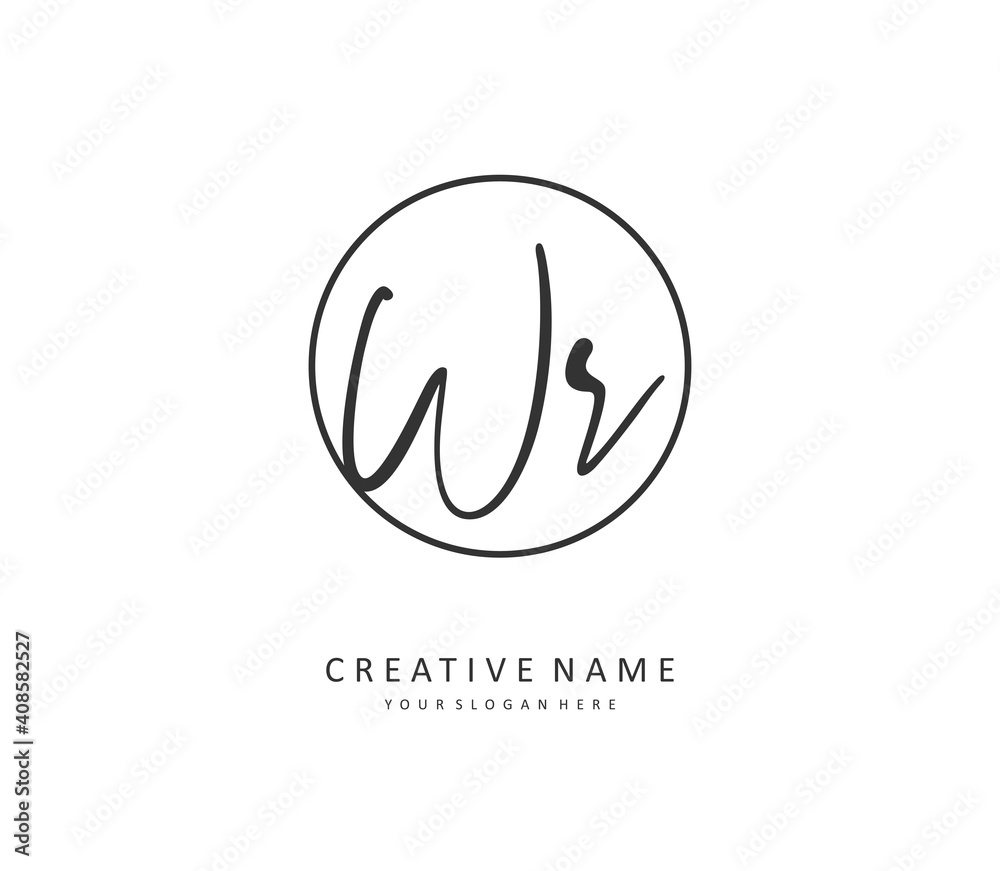 WR Initial letter handwriting and signature logo. A concept handwriting initial logo with template element. WR Initial letter handwriting and signature logo. A concept handwriting initial logo with template element.