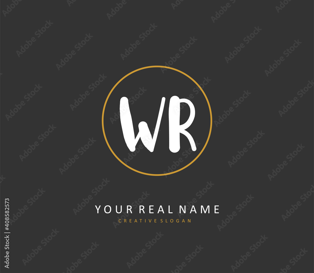 WR Initial letter handwriting and signature logo. A concept handwriting initial logo with template element. WR Initial letter handwriting and signature logo. A concept handwriting initial logo with template element.