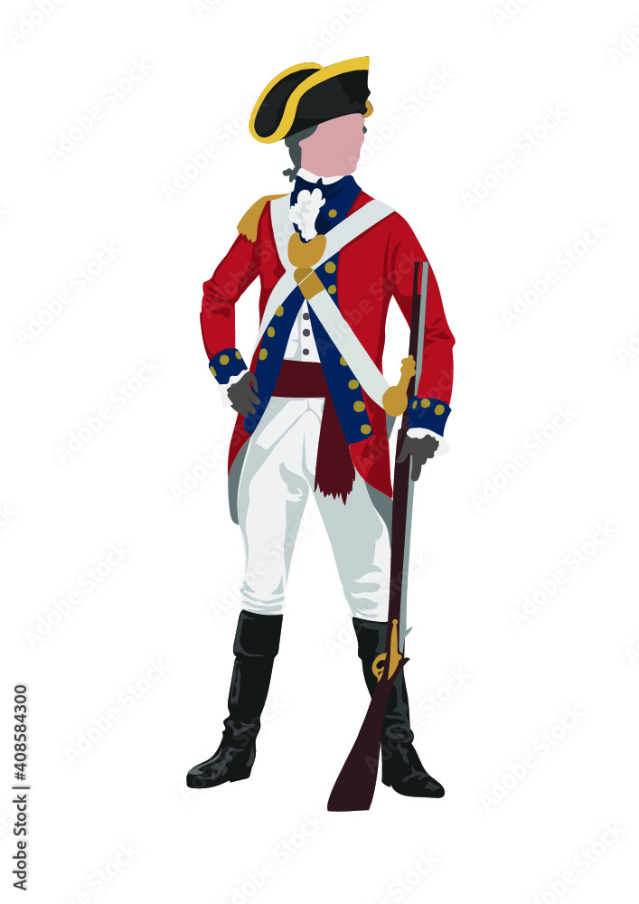 British redcoat soldier -- Revolutionary War Uniform vector de Stock ...