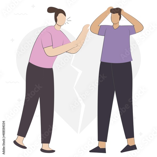 Angry people during conflict, disagreement, and quarrels. People character shouting. Couples and friends brawling and shouting at each other. aggressive men and women. Flat cartoon vector illustration
