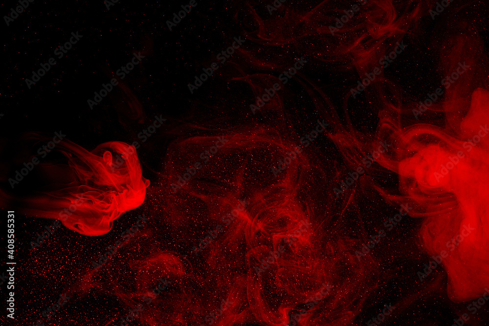 Abstract red smoke moves on black background. Beautiful swirling smoke. Abstract red smoke moves on black background. Beautiful swirling smoke.