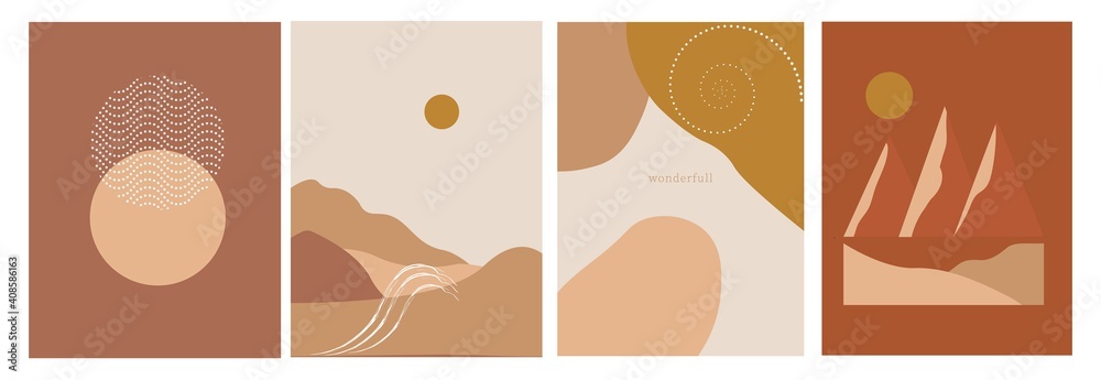 Set of minimal neutral nordic posters perfect for wall decoration and background. High quality photo