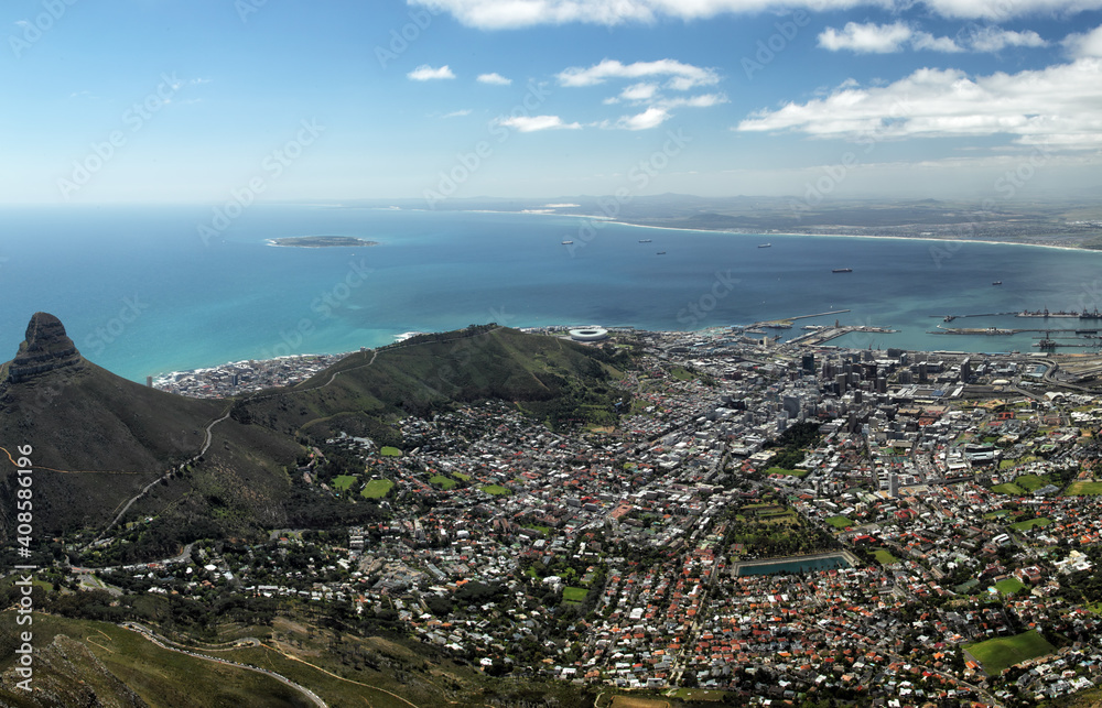 View on Cape Town, South Africa, from the top of Table Mountain.