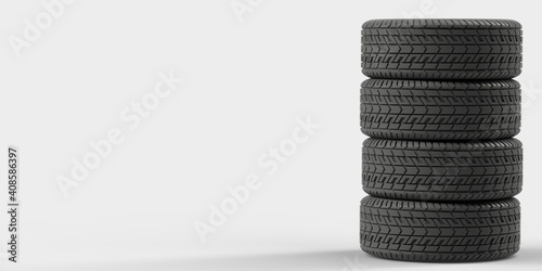 Four tires stacked on top of each other © Monika Wisniewska