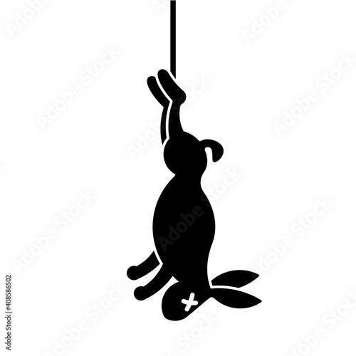 Dead rabbit silhouette icon. Clipart image isolated on white background.