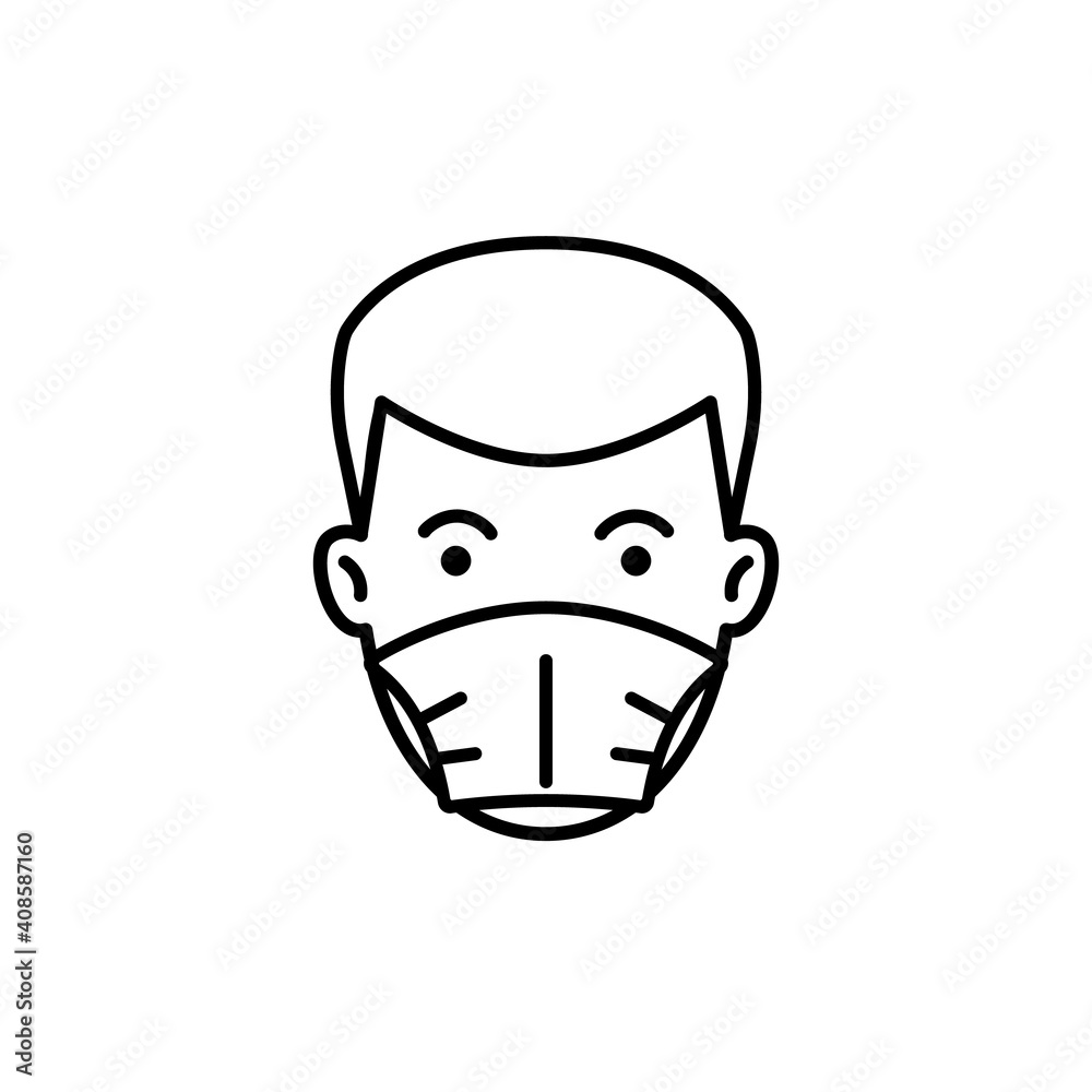 Wear face mask icon. Clipart image isolated on white background.