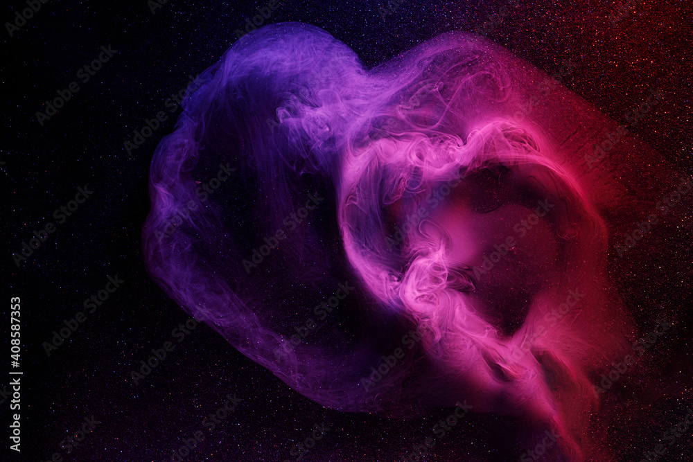 Abstract purple smoke moves on black background. Beautiful swirling smoke. Abstract purple smoke moves on black background. Beautiful swirling smoke.