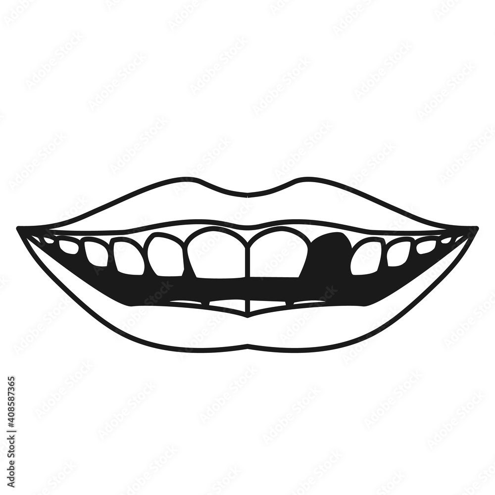 Missing tooth smile line icon. Clipart image isolated on white