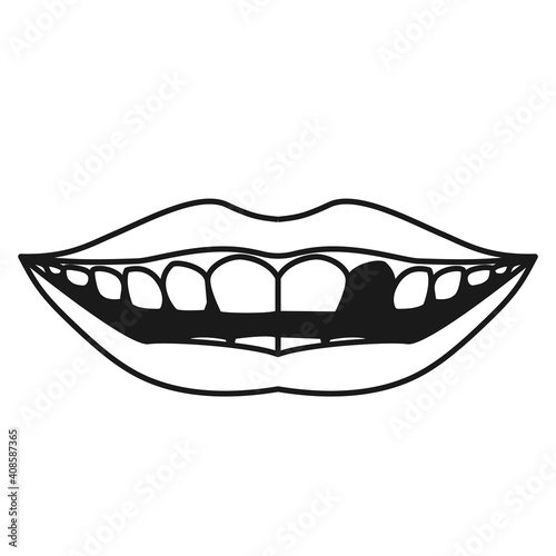 Missing tooth smile line icon. Clipart image isolated on white background.