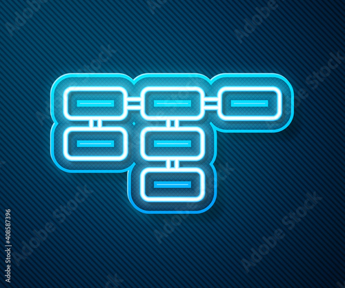 Glowing neon line Site map icon isolated on blue background. Vector.