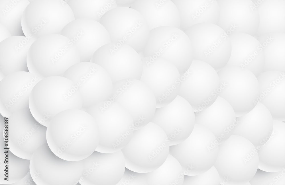 Naklejka Abstract background with dynamic 3d fields. White and gray bubbles. Vector illustration of ball textured with striped pattern. Modern trendy banner or poster design