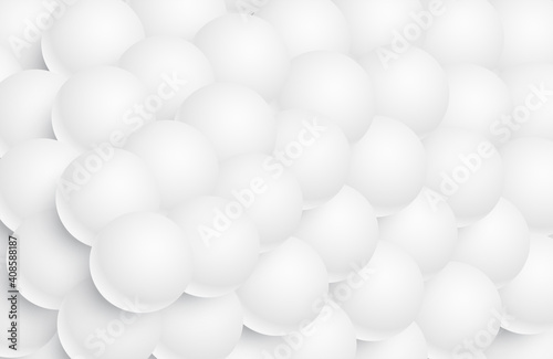 Abstract background with dynamic 3d fields. White and gray bubbles. Vector illustration of ball textured with striped pattern. Modern trendy banner or poster design