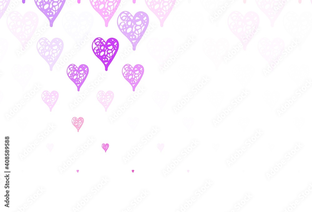 Light Pink, Yellow vector template with doodle hearts.