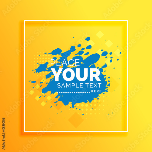 Vector illustration of bright color abstract pattern background with watercolor splash for a dynamic minimal cover design. yellow, blue, white, plaque poster template