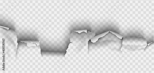 ragged Hole torn in ripped paper on transparent background