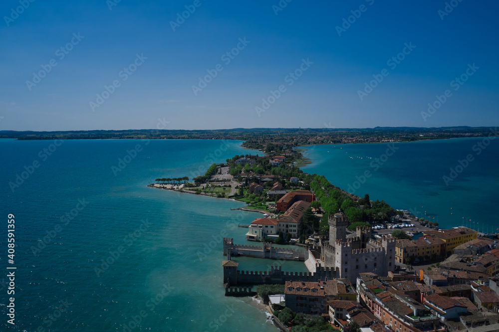 Sirmione, Lake Garda, Italy. Colombare Peninsula. The historical part of the city of Sirmione.