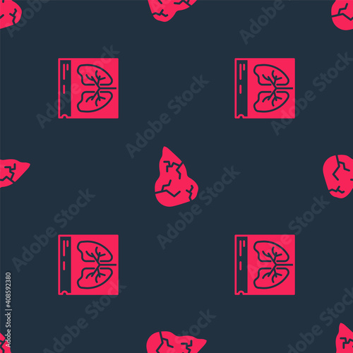 Set Lungs x-ray and Hepatitis virus on seamless pattern. Vector.