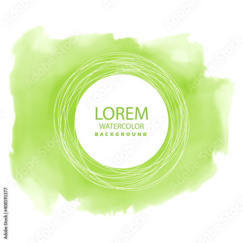Abstract watercolor green splash background color, hand painted on paper