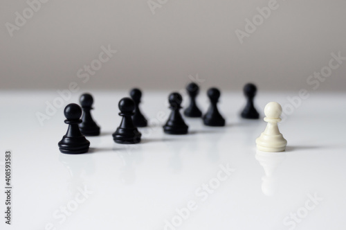 Strategy and competition concept with chessmen.