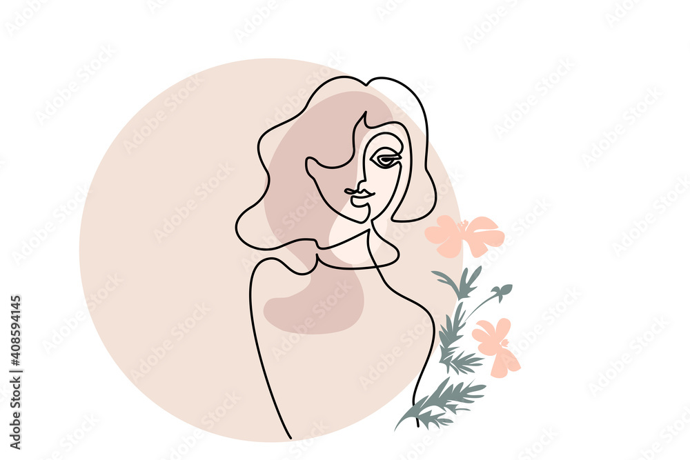 Happy Womens day card. Abstract portrait of a woman Happy Womens day card. Abstract portrait of a woman