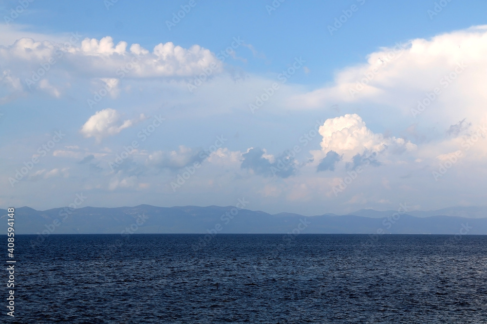Clouds over the sea. Beautiful landscape in Dalmatia, Croatia. Clouds over the sea. Beautiful landscape in Dalmatia, Croatia.