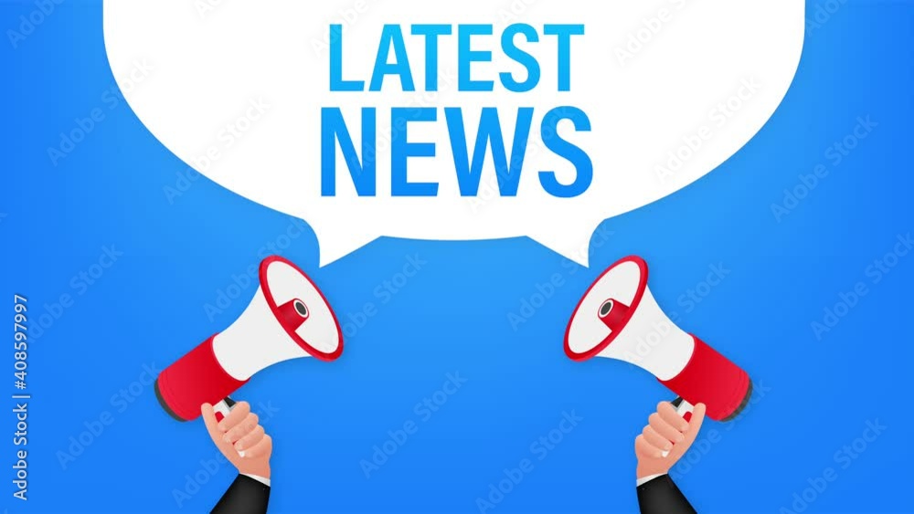 Hand Holding Megaphone with Latest news. Megaphone banner. Web design. stock illustration. Hand Holding Megaphone with Latest news. Megaphone banner. Web design. stock illustration.