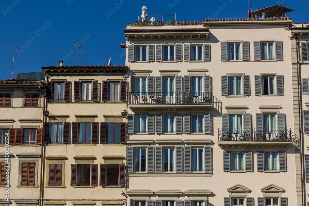 Typical houses with shutters in Florence, Italy