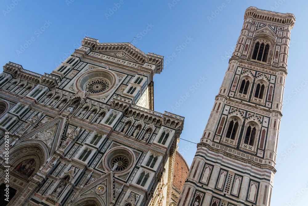 Cathedral of Santa Maria del Fiore and Giotto's Bell Tower in Florence, Italy