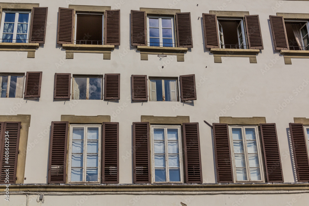 Typical houses with shutters in Florence, Italy