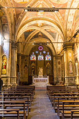 FLORENCE  ITALY - OCTOBER 21  2018  Interior of Orsanmichele church in Florence  Italy