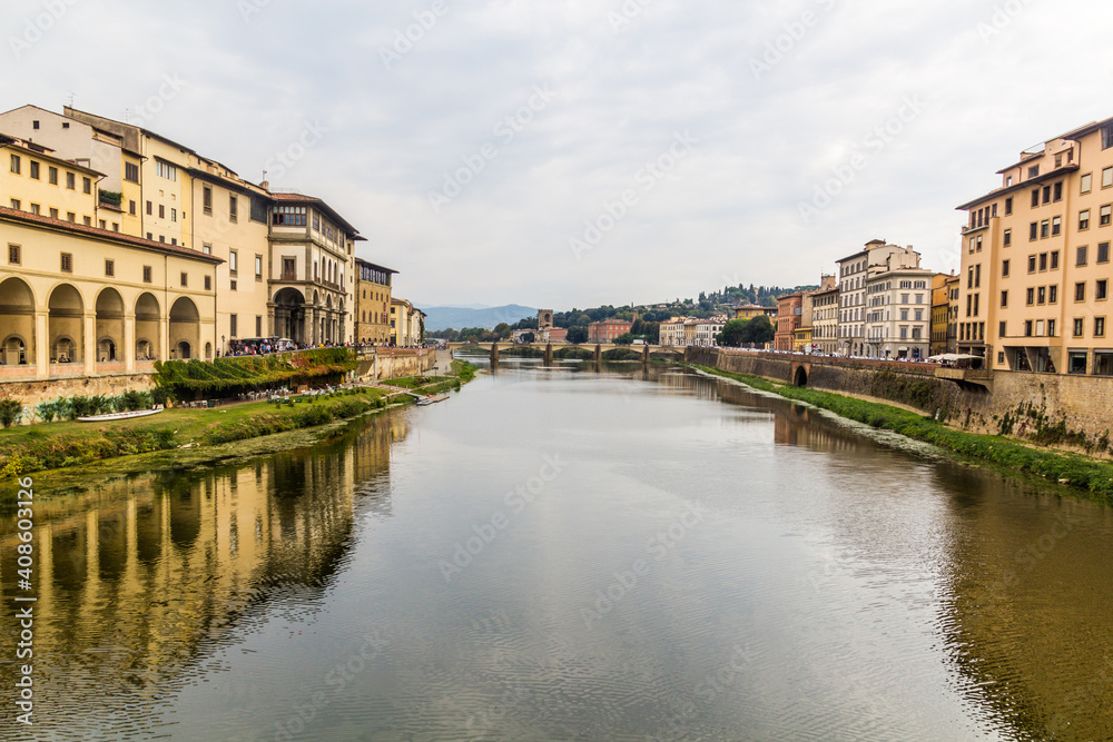 Arno river in the center of Florence, Italy