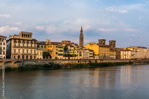 View of city centre of Florence with Arno river, Italy