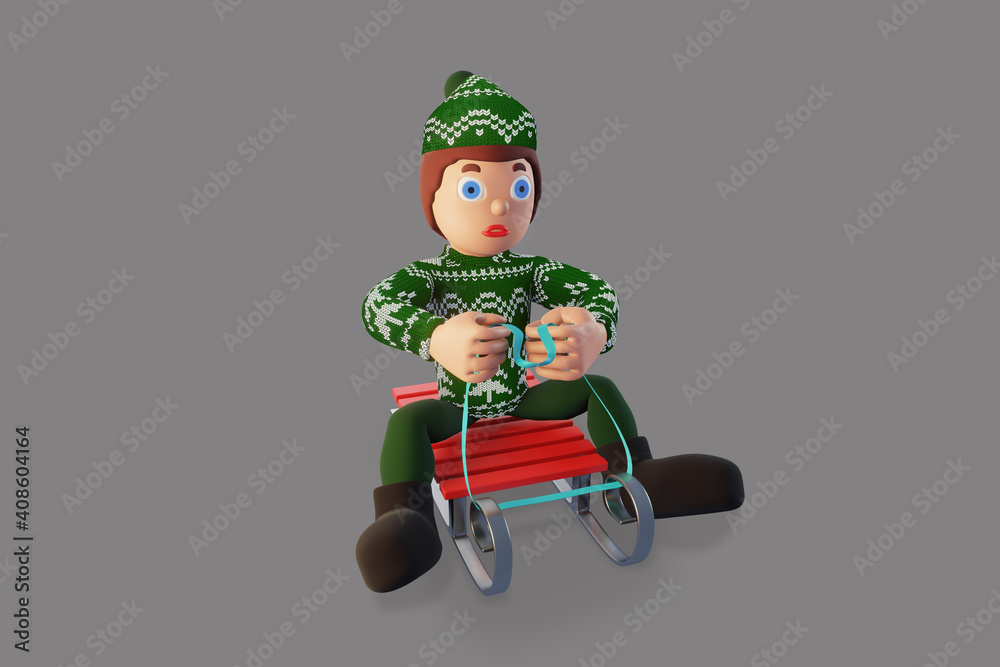 3D rendering illustration, games in the winter outdoors, a man skates, isolate on gray background. 3D rendering illustration, games in the winter outdoors, a man skates, isolate on gray background.
