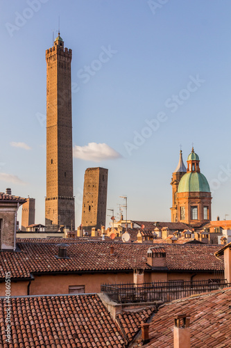 Skyline of towers in Bologna, Italy