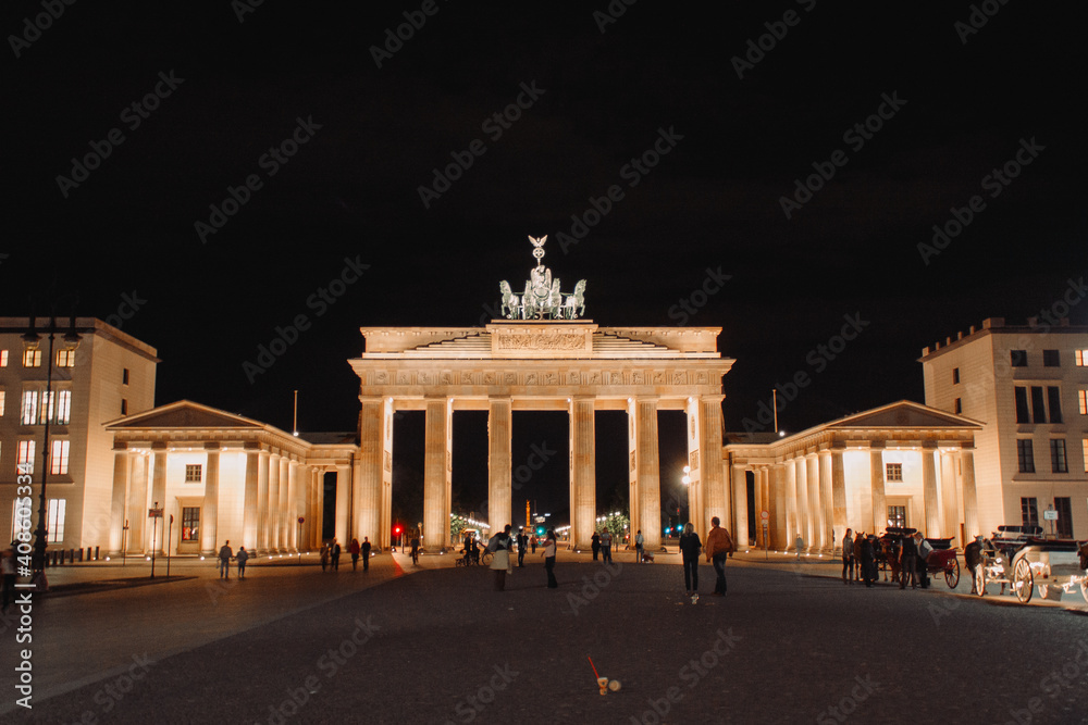 Berlin Brandenburger Tor at night with people Berlin Brandenburger Tor at night with people