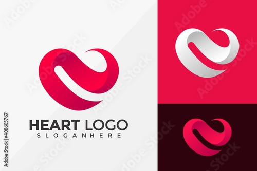 Letter N Heart love Logo Design, Brand Identity Logos Designs Vector Illustration Template