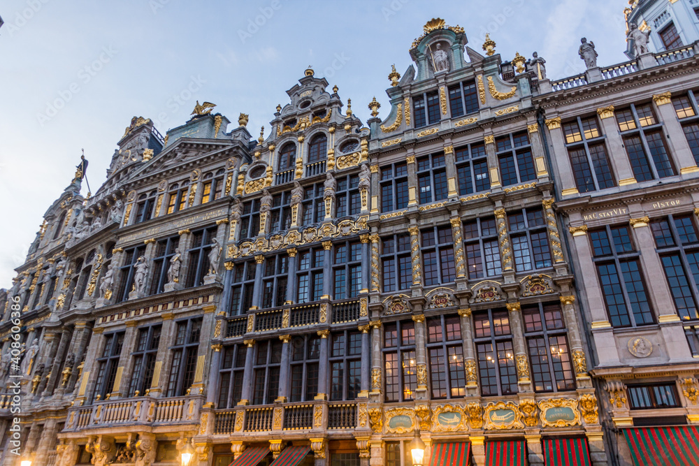 Old houses at the Grand Place (Grote Markt) in Brussels, capital of Belgium